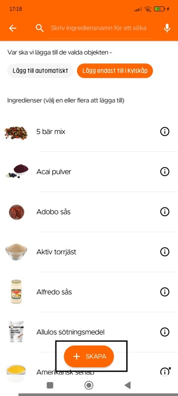 Create dish/leftover option in inventory